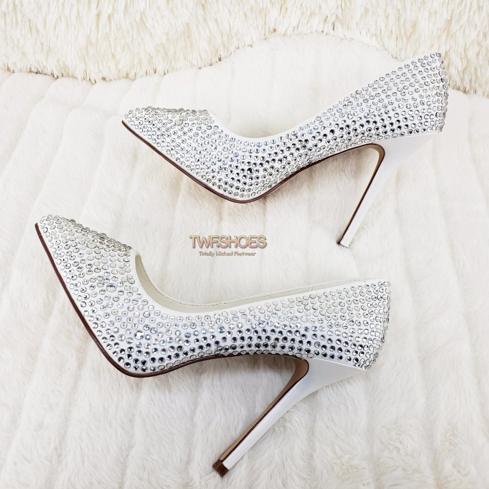 Ivory White Rhinestone Wedding High Heel Shoes